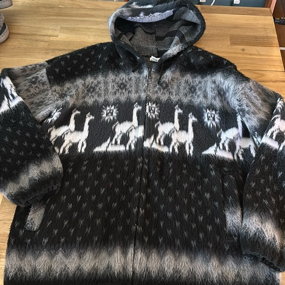 YARI ⭐️Artesanias wool hooded zip up cardigan jacket - Picture 2 of 6